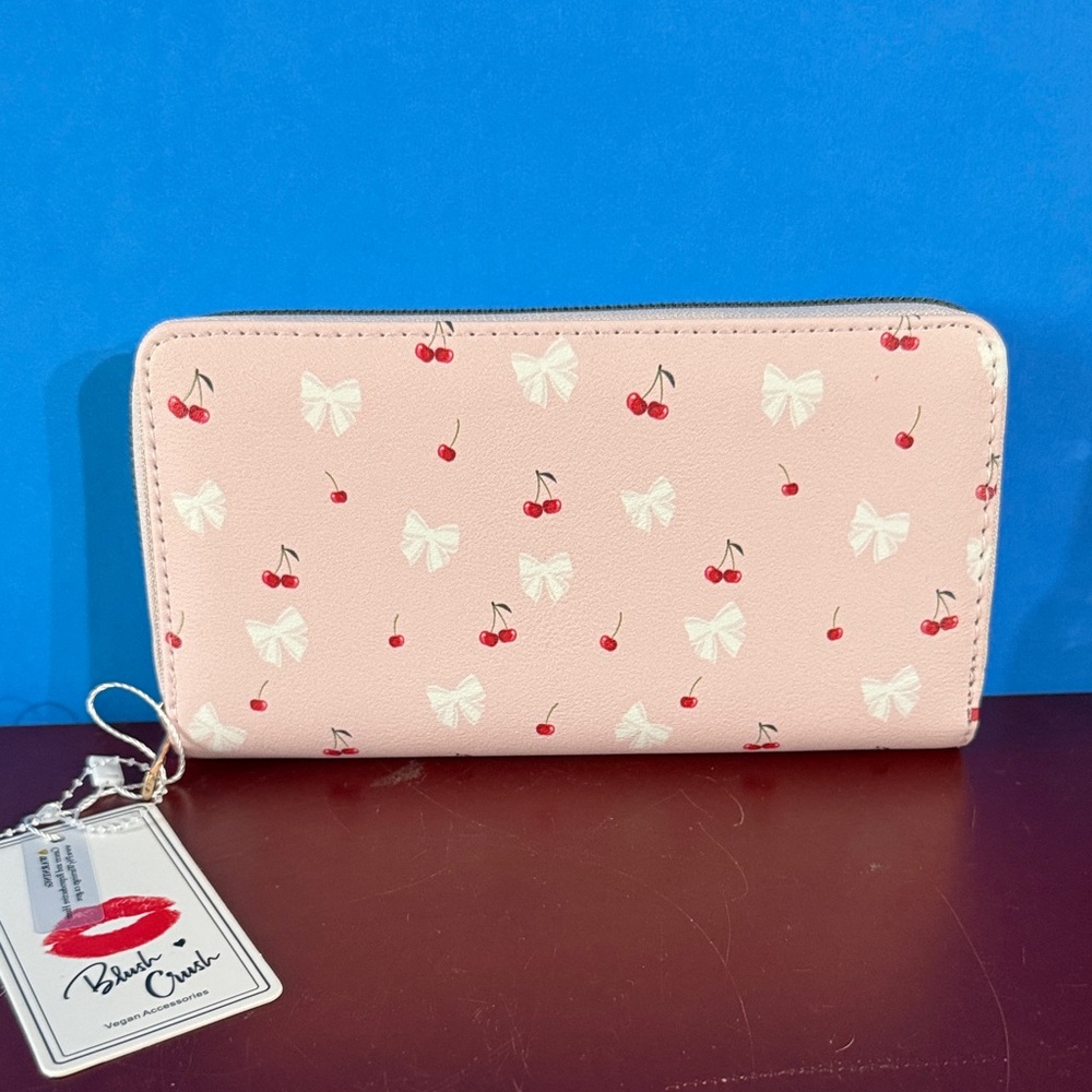 Pink Cherry Print Wallet - Picture 2 of 8